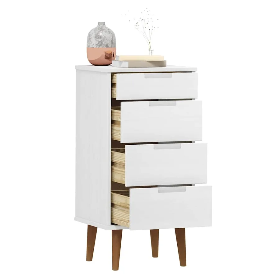 Commode MOLDE Blanc 40x35x82 cm Bois de pin massif - 3