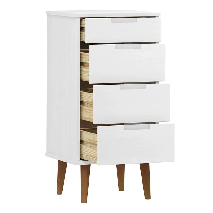 Commode MOLDE Blanc 40x35x82 cm Bois de pin massif - 5