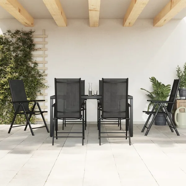 Ensemble à manger de jardin 7 pcs noir aluminium