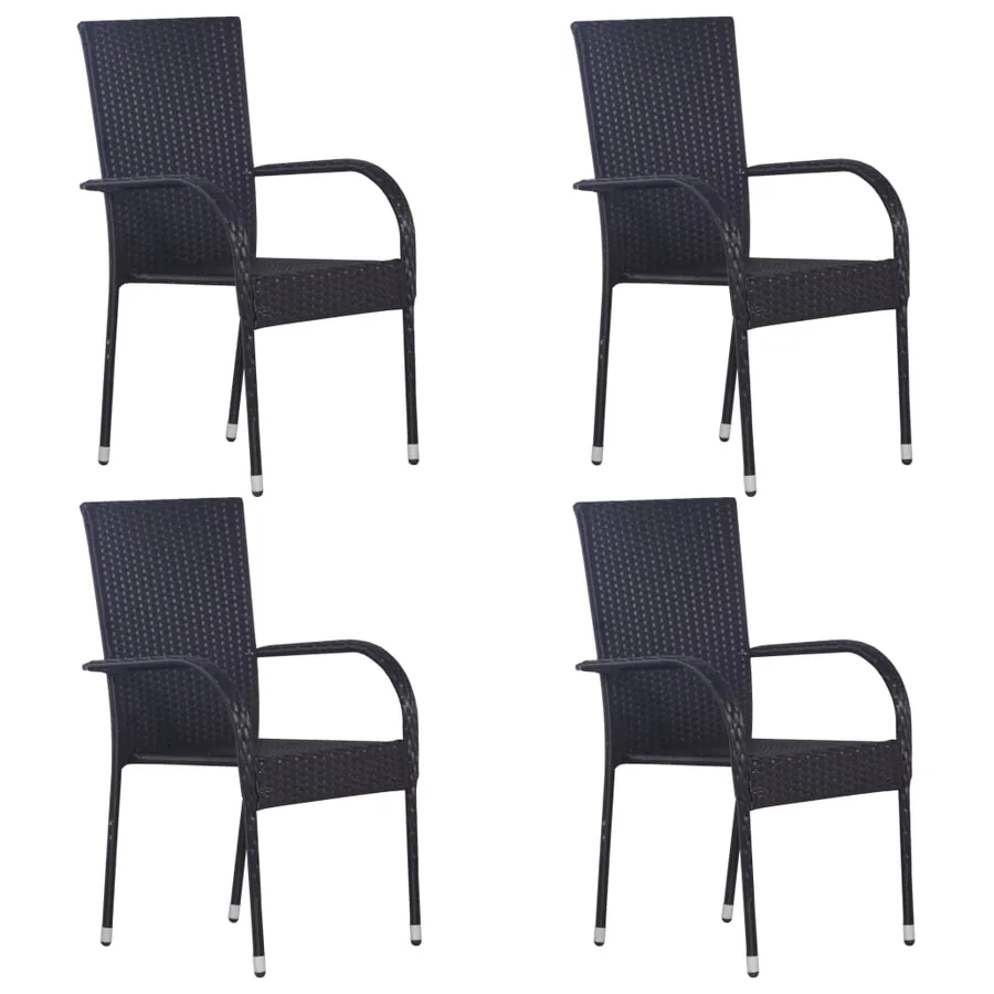Ensemble à manger de jardin 5 pcs Noir Résine tressée - 4
