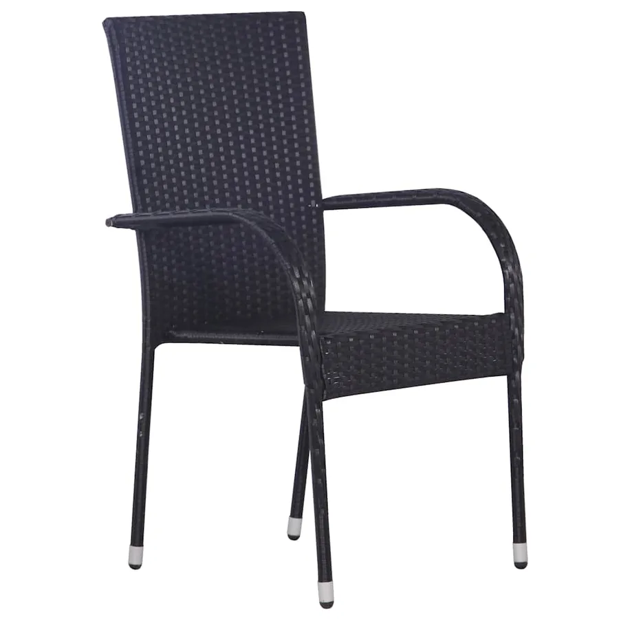 Ensemble à manger de jardin 5 pcs Noir Résine tressée - 5