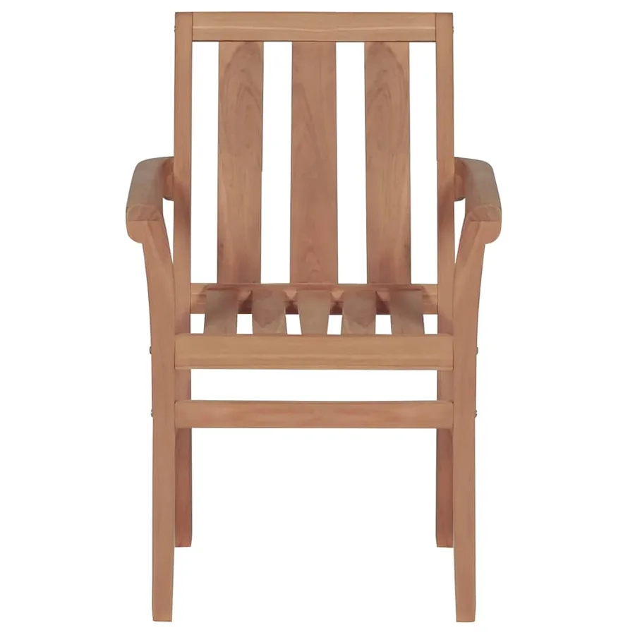Chaises de jardin empilables avec coussins lot de 4 Teck solide - 5