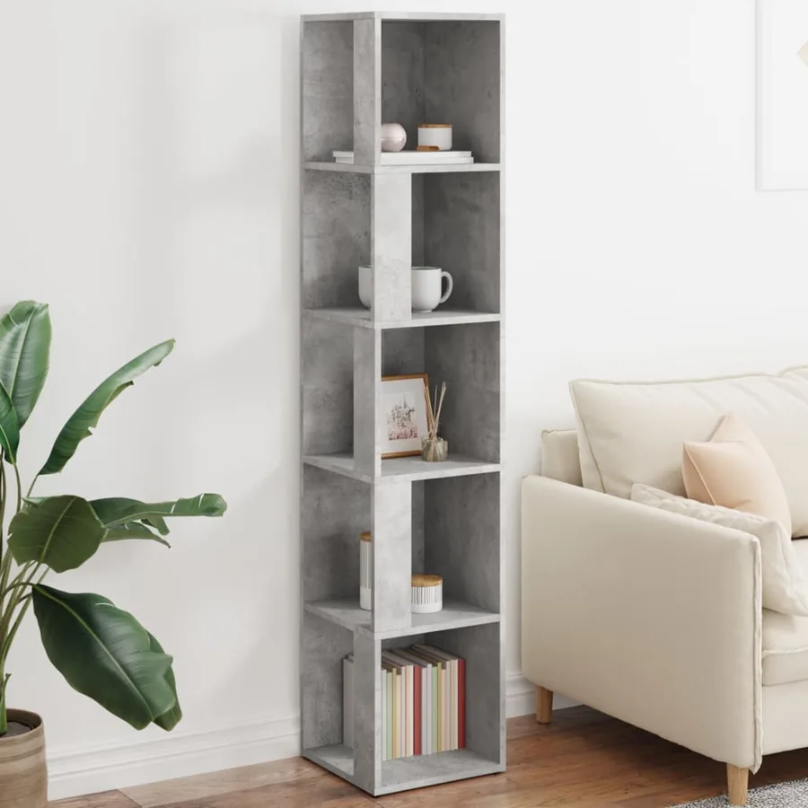 Armoire d'angle Gris béton 33x33x164,5 cm Bois d'ingénierie
