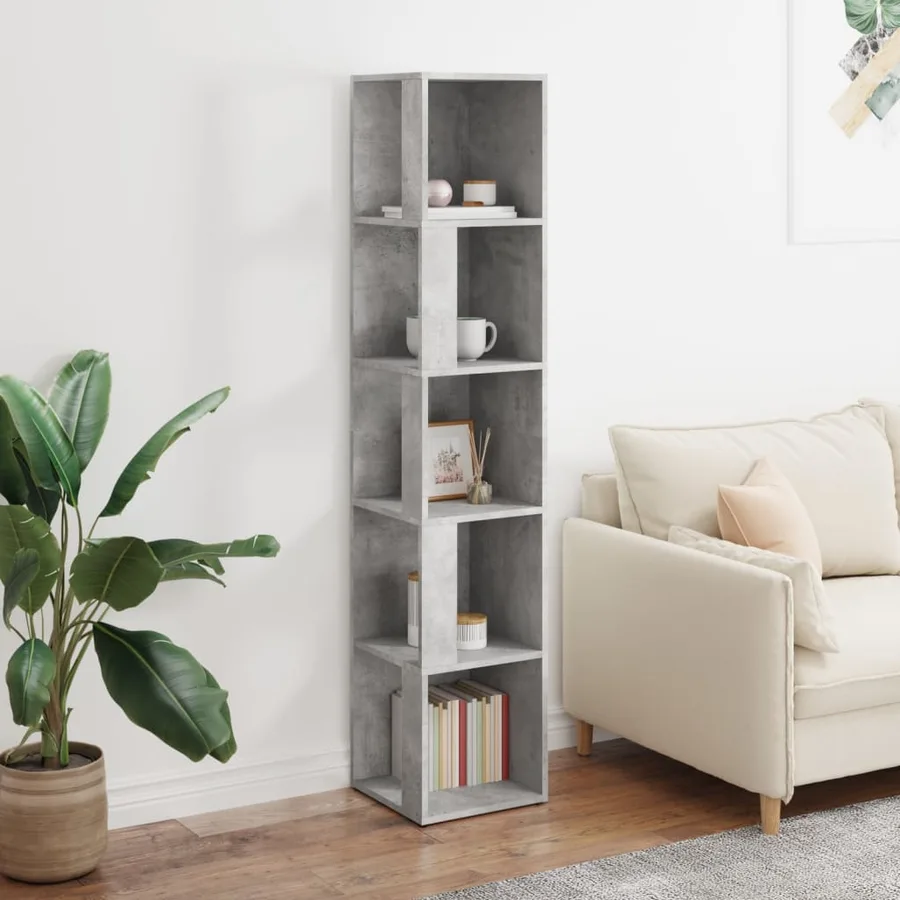 Armoire d'angle Gris béton 33x33x164,5 cm Bois d'ingénierie - 3