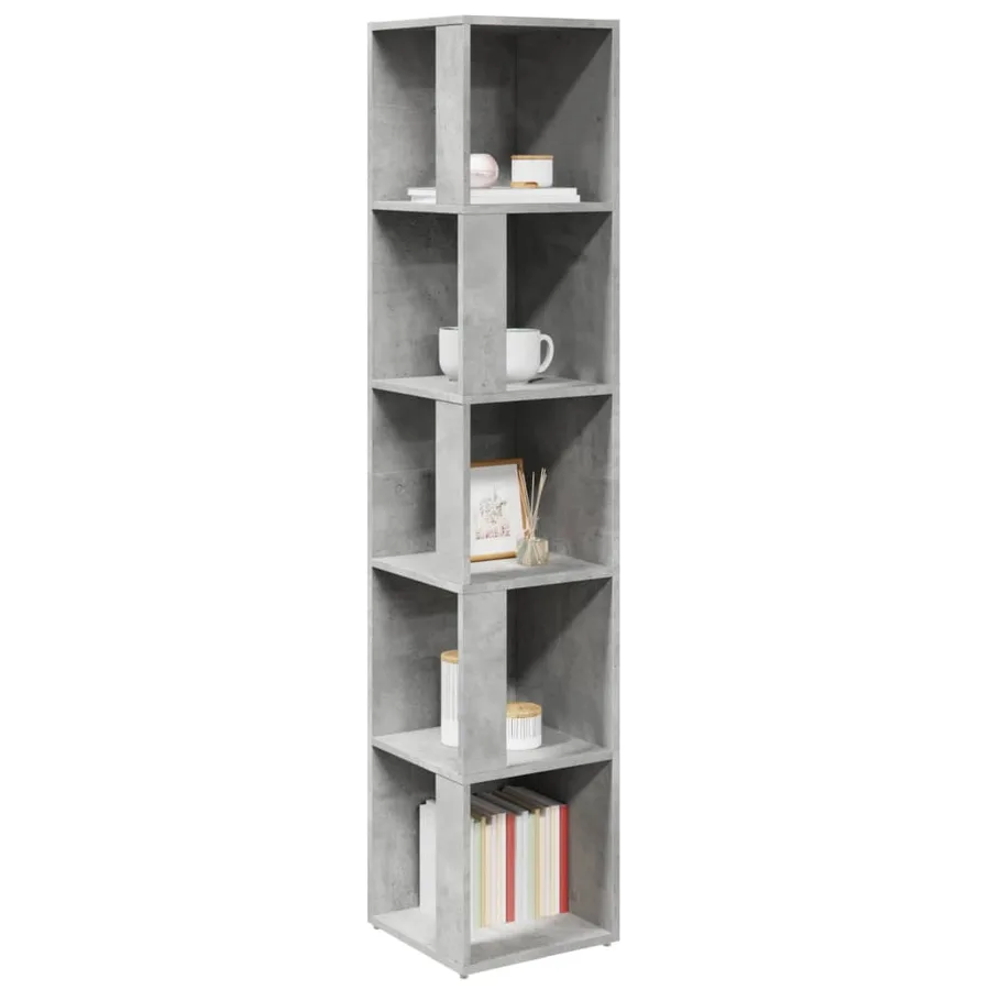 Armoire d'angle Gris béton 33x33x164,5 cm Bois d'ingénierie - 6