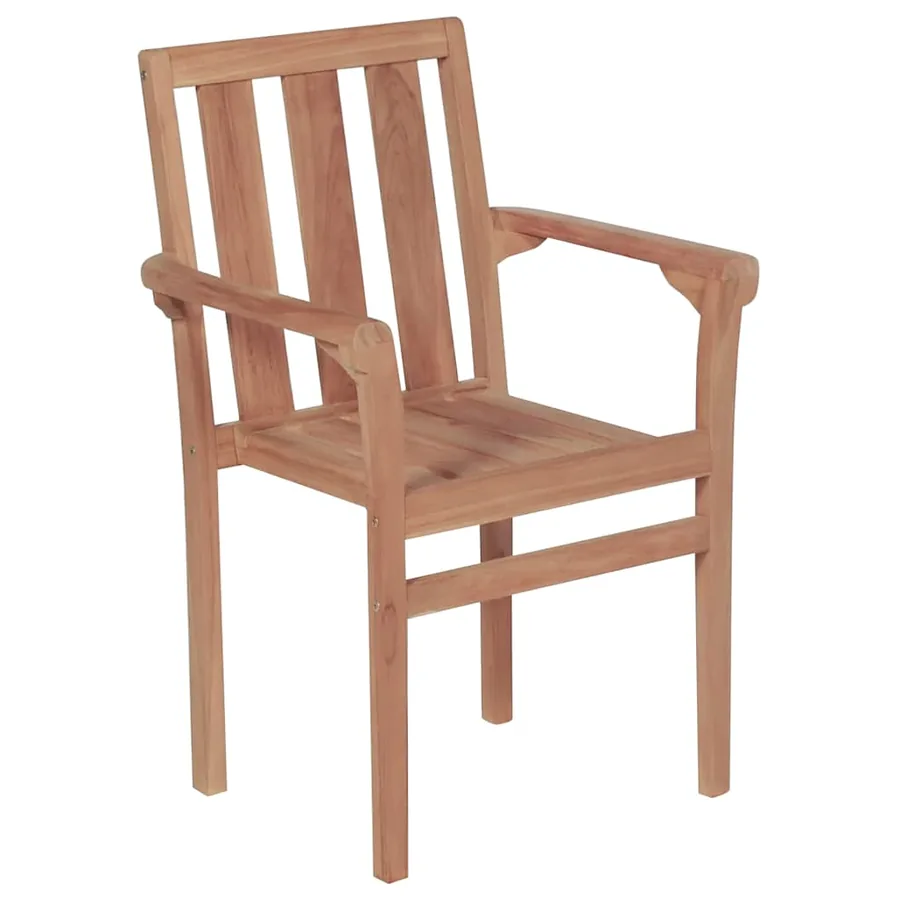 Chaises de jardin empilables avec coussins lot de 4 Teck solide - 34