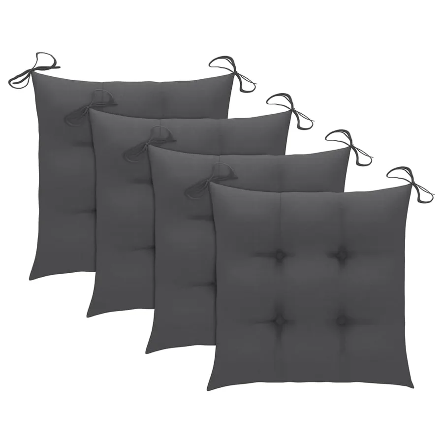Chaises de jardin empilables avec coussins lot de 4 Teck solide - 9