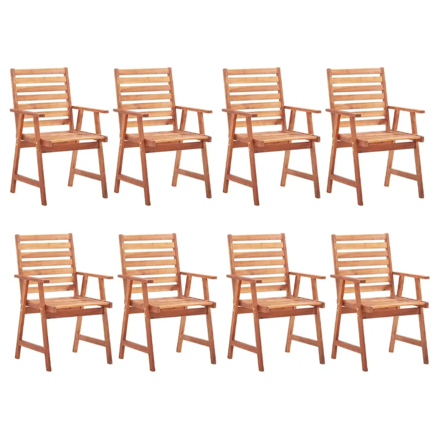 Chaises à manger d'extérieur lot de 8 et coussins Acacia massif - 2