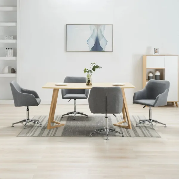 Chaises pivotantes à manger lot de 4 gris clair tissu