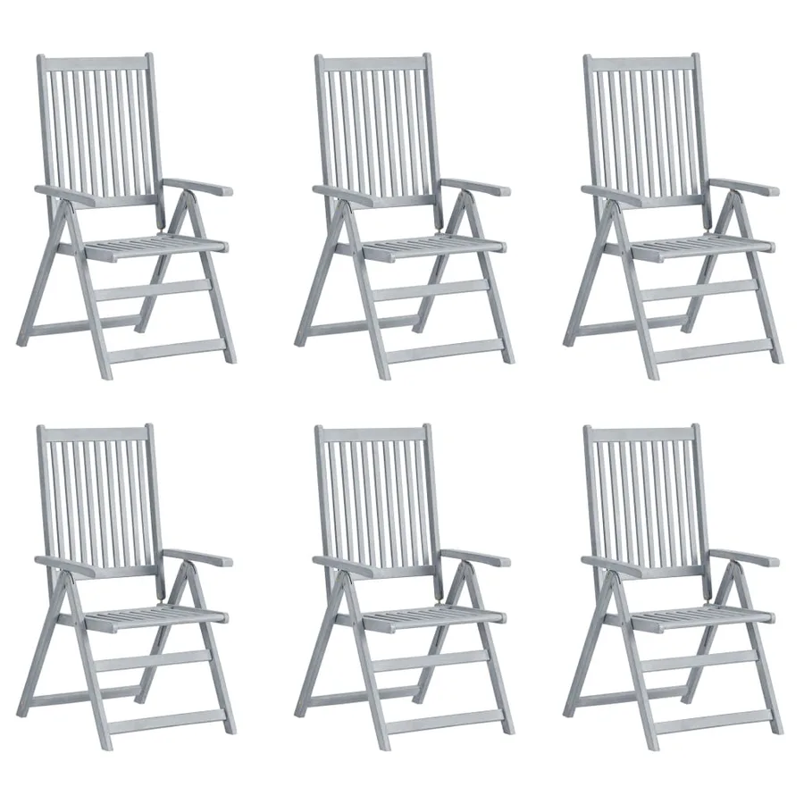 Chaises inclinables de jardin lot de 6 et coussins Bois acacia - 2