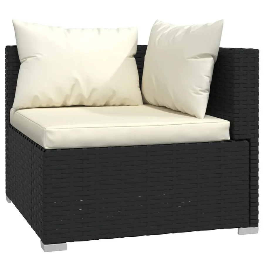 Salon de jardin 8 pcs avec coussins Résine tressée Noir - 3