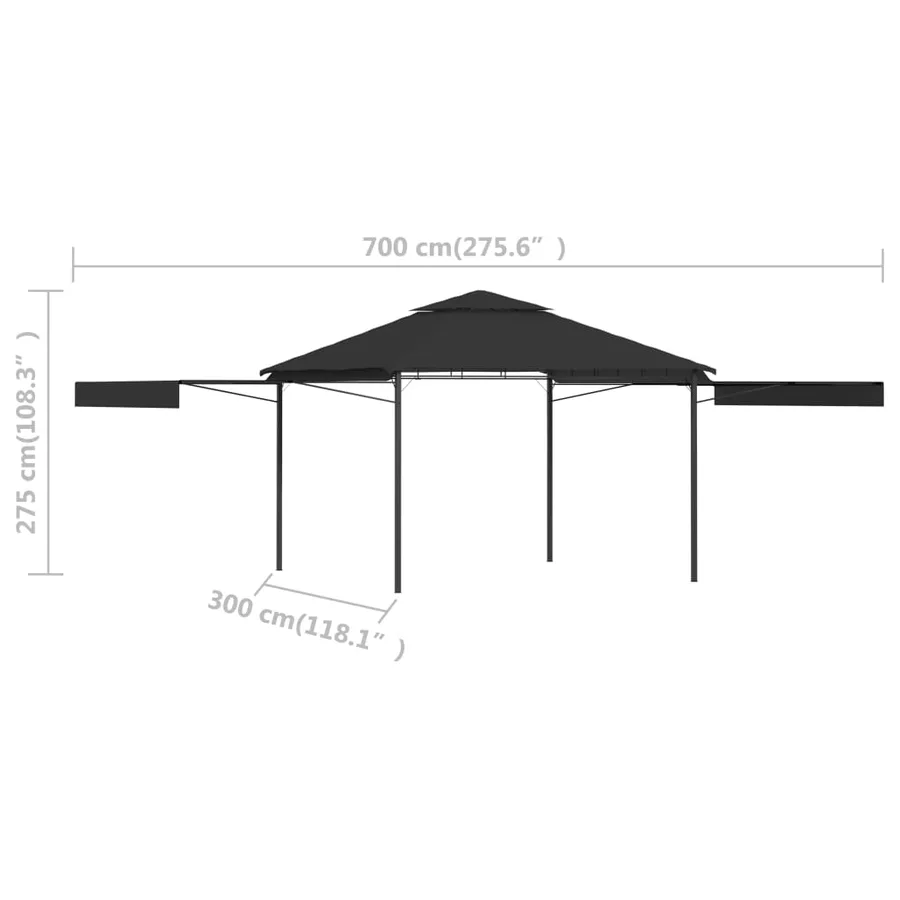 Belvédère et double toits étentus 3x3x2,75 m Anthracite 180g/m² - 10