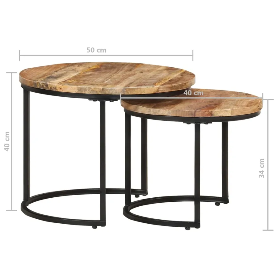 Tables gigognes 2 pcs Bois de manguier brut - 8