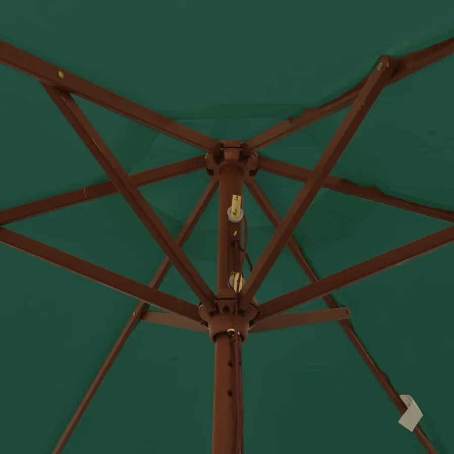 Parasol de jardin avec mât en bois vert 196x231 cm - 6
