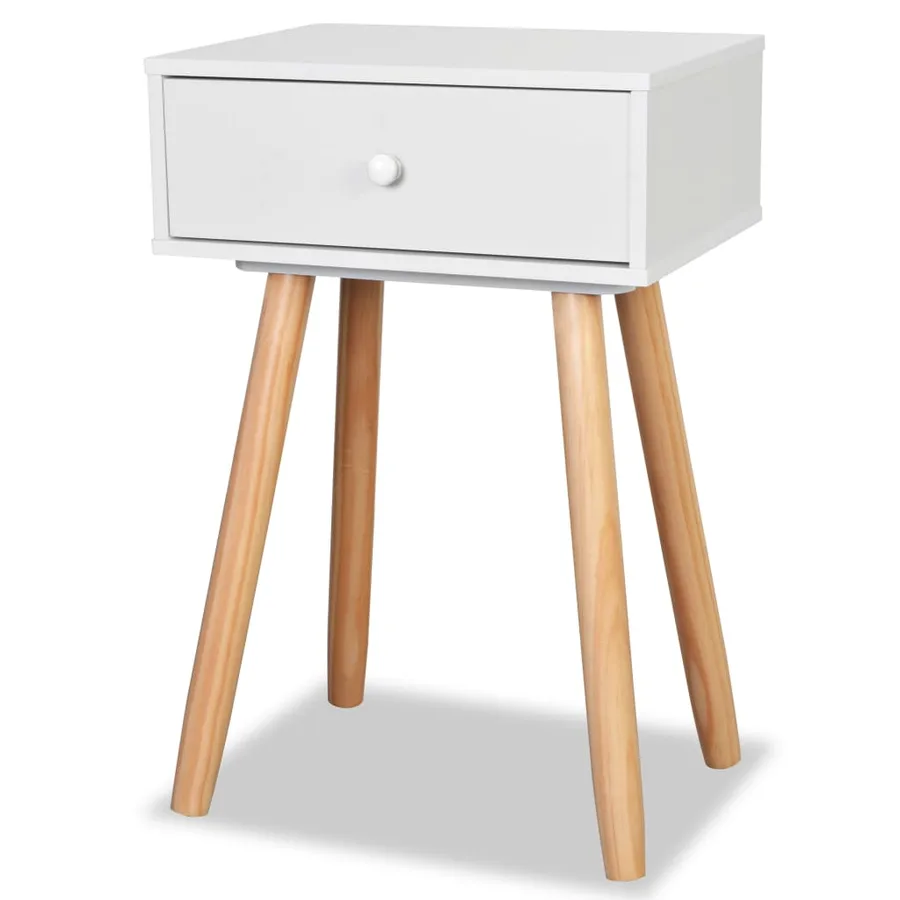 Table de chevet 2 pcs Bois de pin massif 40 x 30 x 61 cm Blanc - 3