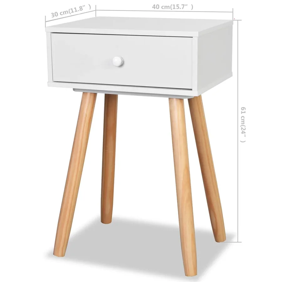 Table de chevet 2 pcs Bois de pin massif 40 x 30 x 61 cm Blanc - 8