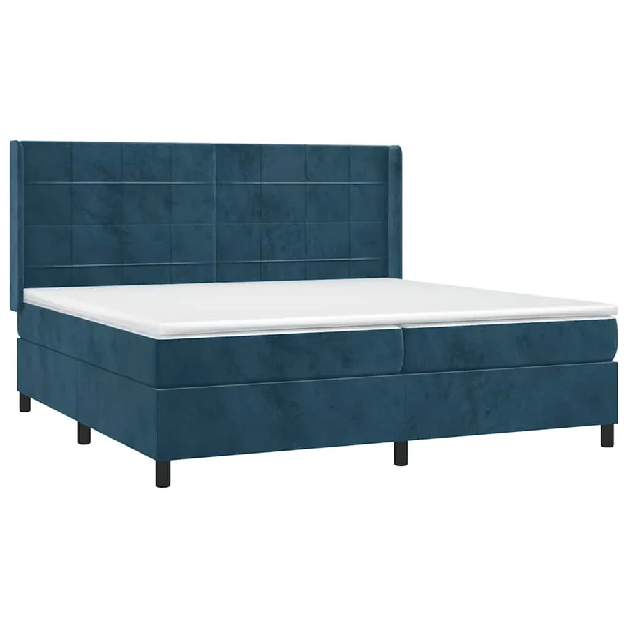 Sommier à lattes de lit et matelas Bleu foncé 200x200cm Velours - 3