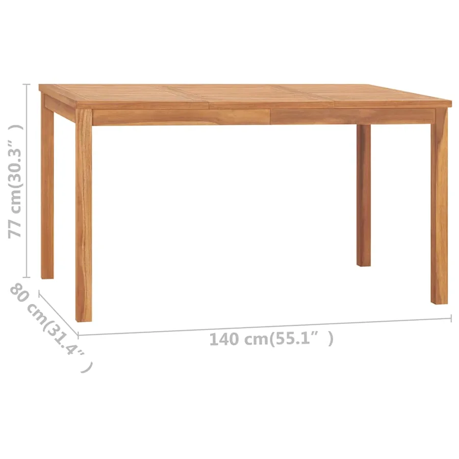Ensemble de salle à manger de jardin 5 pièces 140 x 80 cm en bois de teck massif - 17