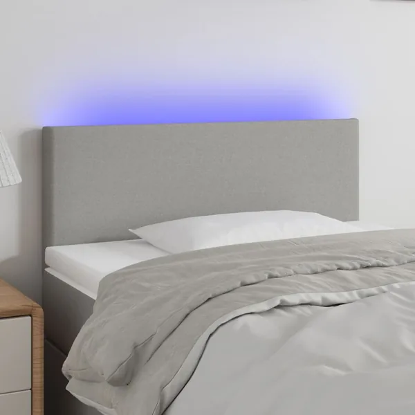 Tête de lit à LED Gris clair 100x5x78/88 cm Tissu