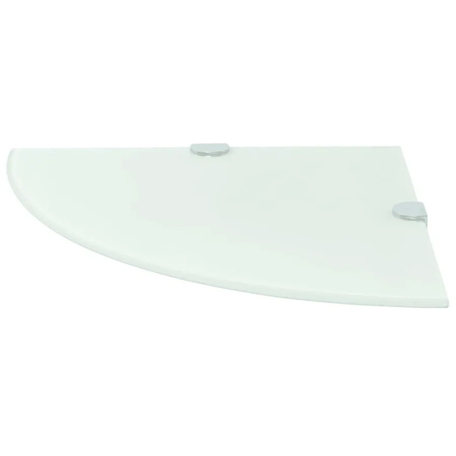 Étagères d'angle 2 pcs et supports chromés Verre Blanc 35x35 cm - 3