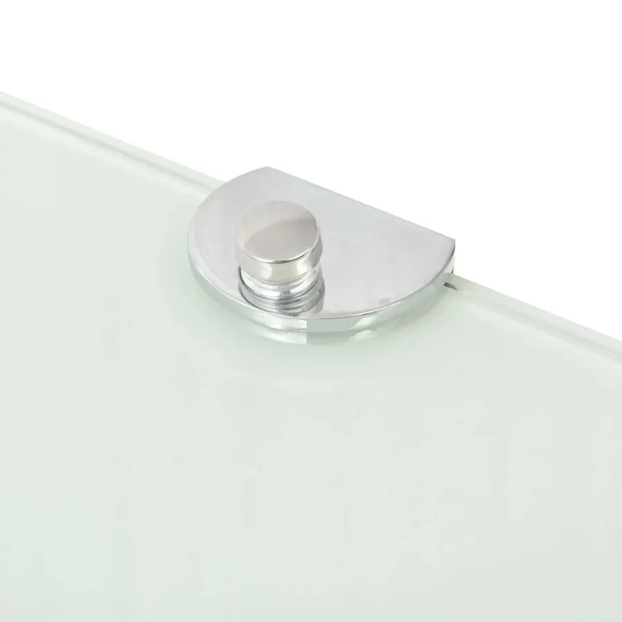 Étagères d'angle 2 pcs et supports chromés Verre Blanc 35x35 cm - 5