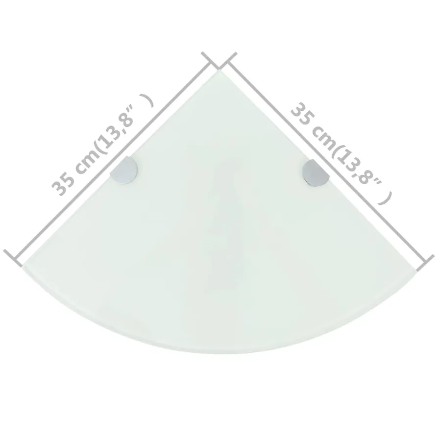 Étagères d'angle 2 pcs et supports chromés Verre Blanc 35x35 cm - 7