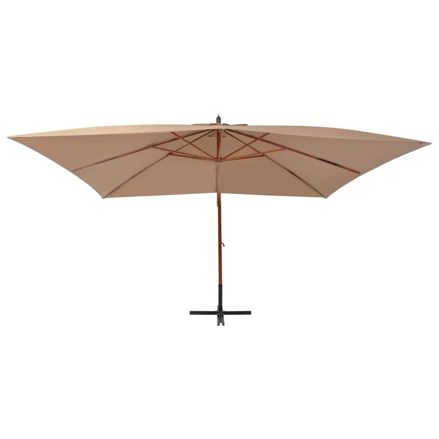 Parasol de jardin en porte-à-faux avec mât en bois taupe - 2
