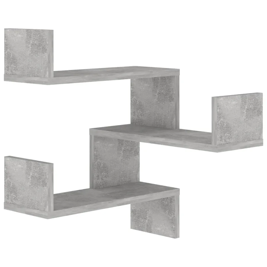Étagères murales d'angle 2 pcs Gris béton Bois d’ingénierie - 4