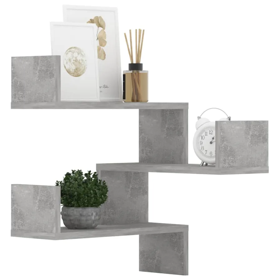 Étagères murales d'angle 2 pcs Gris béton Bois d’ingénierie - 8