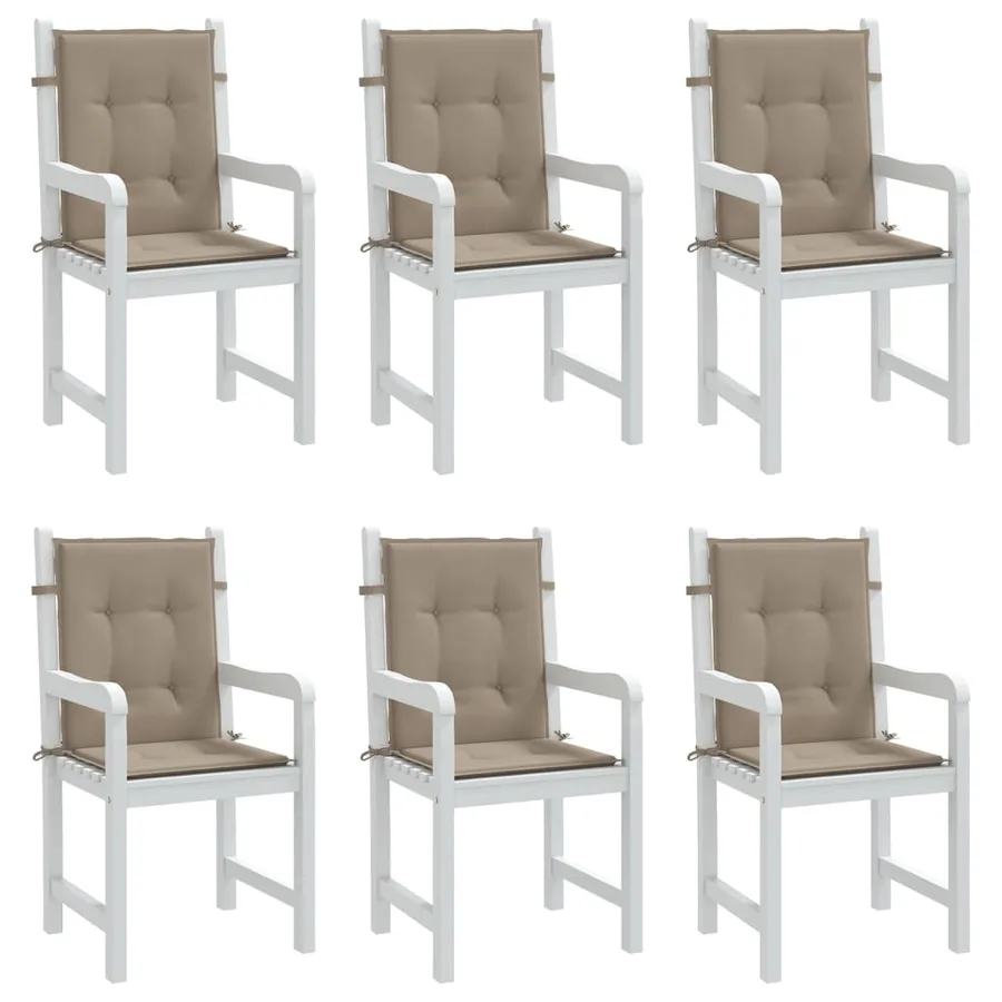 Coussins de chaise de jardin à dossier bas lot de 6 taupe - 4