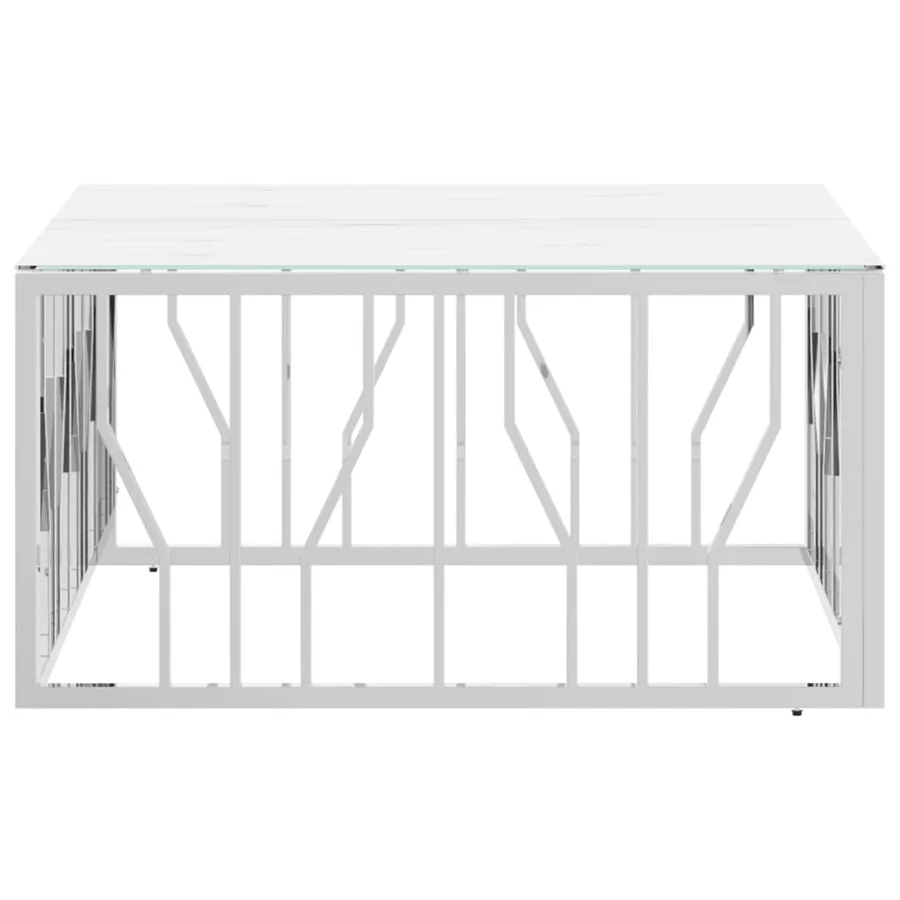 Table basse argenté 80x80x40 cm acier inoxydable et verre - 3