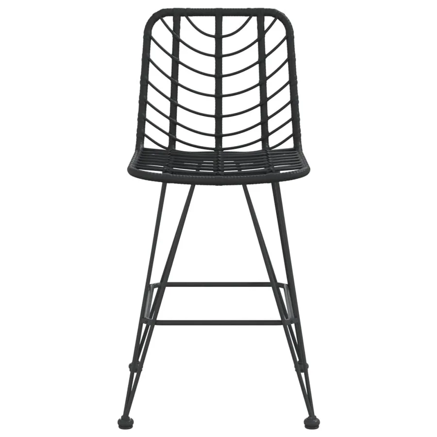 Tabourets de bar lot de 2 Noir Résine tressée et acier - 3