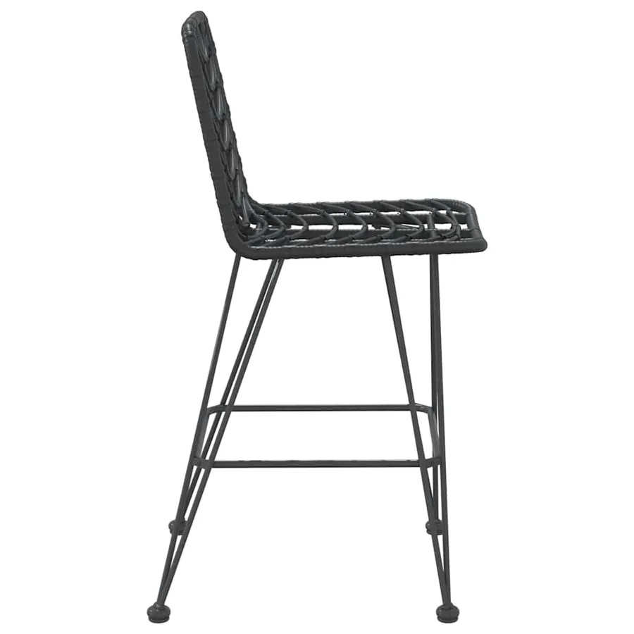 Tabourets de bar lot de 2 Noir Résine tressée et acier - 4