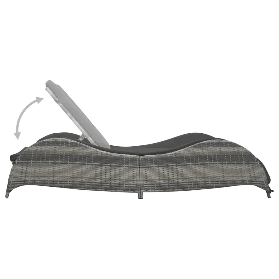 Chaise longue avec coussin Résine tressée Anthracite - 3