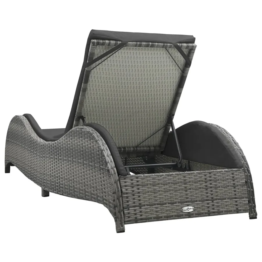 Chaise longue avec coussin Résine tressée Anthracite - 4
