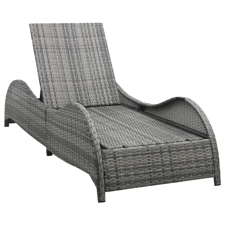 Chaise longue avec coussin Résine tressée Anthracite - 5