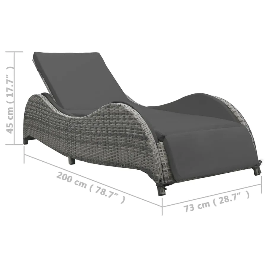 Chaise longue avec coussin Résine tressée Anthracite - 6