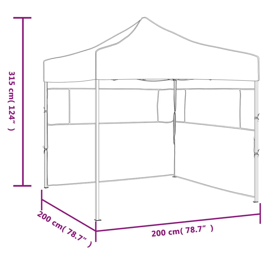 Tente de réception pliable avec 2 parois 2x2 m Acier Anthracite - 9