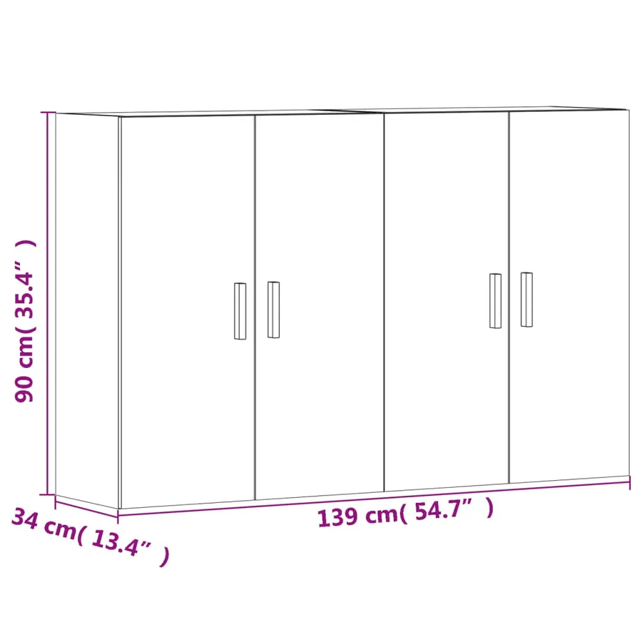 Armoires murales 2 pcs chêne sonoma bois d'ingénierie - 12