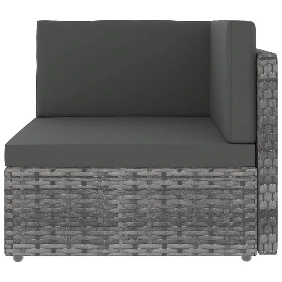 Salon de jardin 7 pcs avec coussins Gris Résine tressée - 5