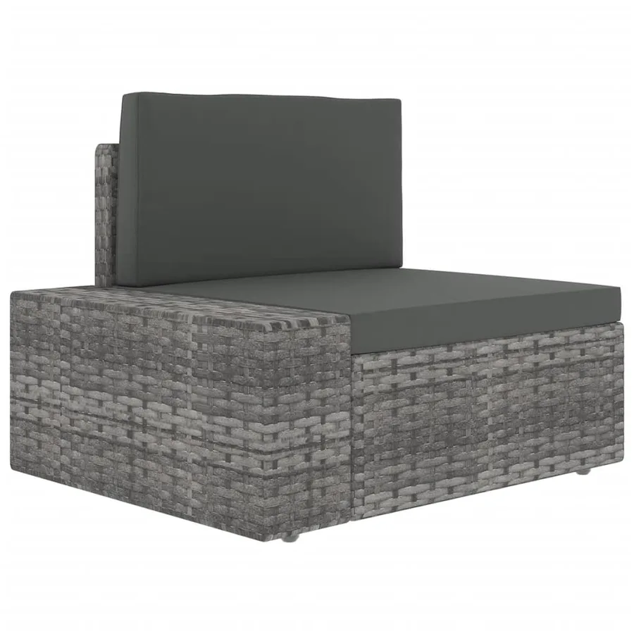 Salon de jardin 7 pcs avec coussins Gris Résine tressée - 8