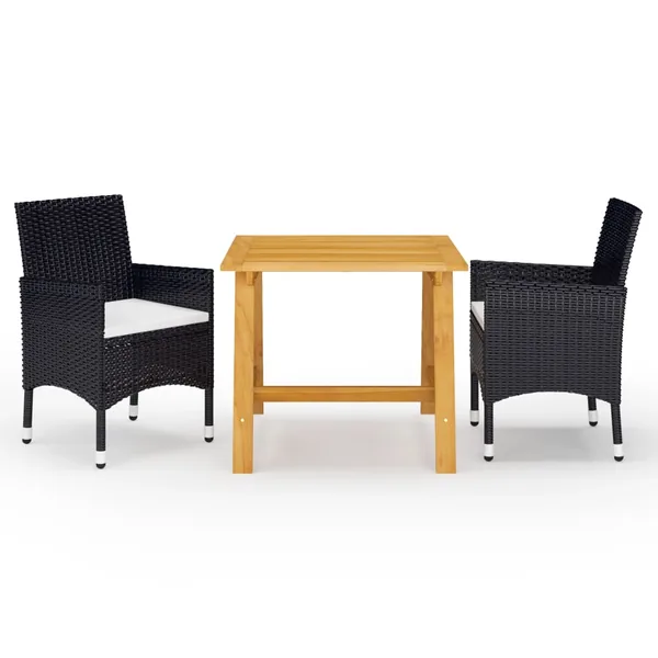 Ensemble à manger de jardin 3 pcs Noir