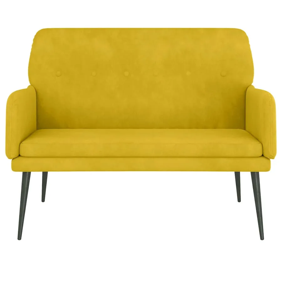 Banc Jaune 108x79x79 cm Velours - 3