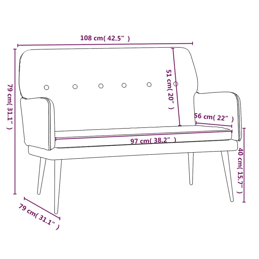 Banc Jaune 108x79x79 cm Velours - 8