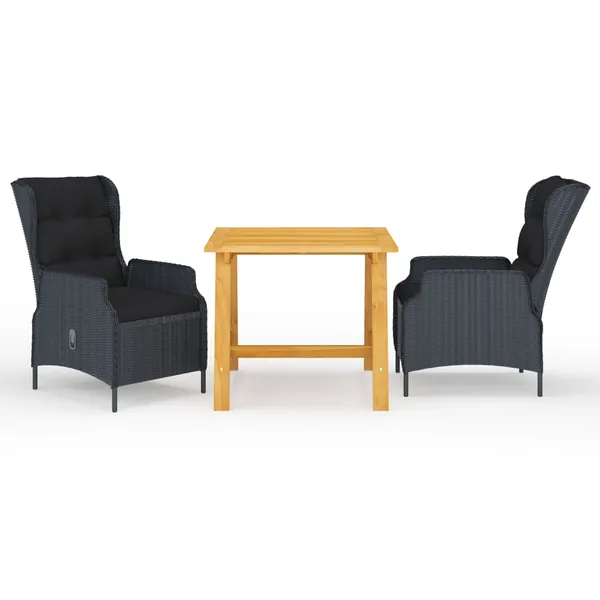 Ensemble à manger de jardin 3 pcs Gris foncé