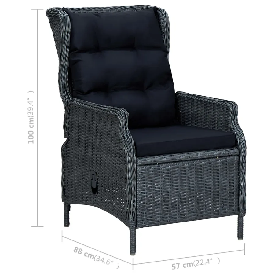 Ensemble à manger de jardin 3 pcs Gris foncé - 11