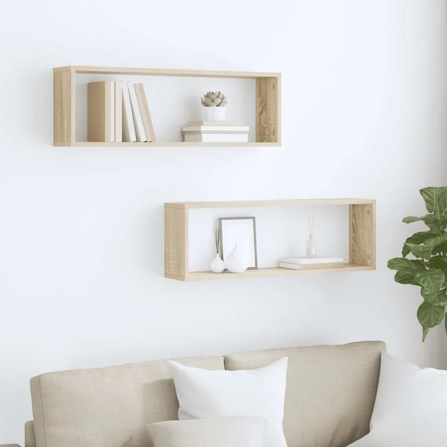 Étagères cube murales 2 pcs chêne sonoma bois d'ingénierie - 3