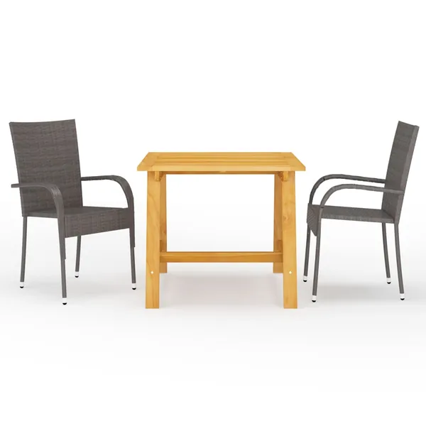 Ensemble à manger de jardin 3 pcs Marron
