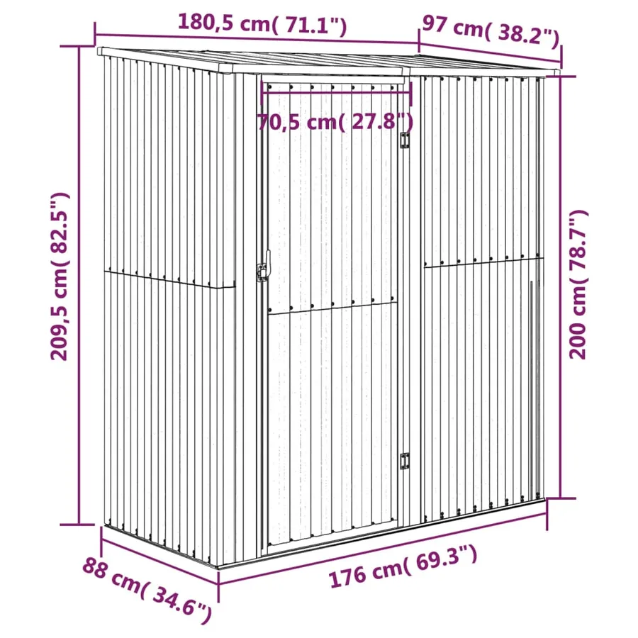 Abri de jardin Anthracite 180,5x97x209,5 cm Acier galvanisé - 7