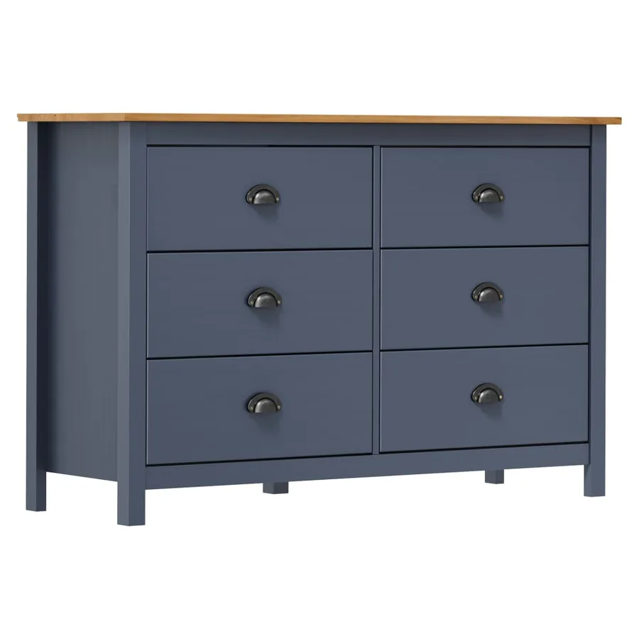 Buffet Hill Gris 125x40x80 cm Bois de pin solide